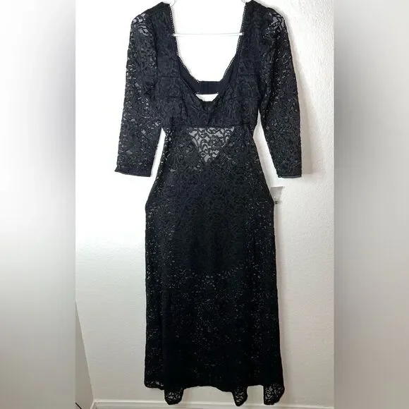 Free People x Revolve Adored Maxi Black Lace Dress - Picture 4 of 11